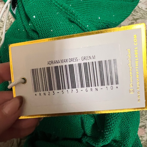 RUNAWAY THE LABEL ADRIANA MAXI DRESS Green Medium - Picture 9 of 10